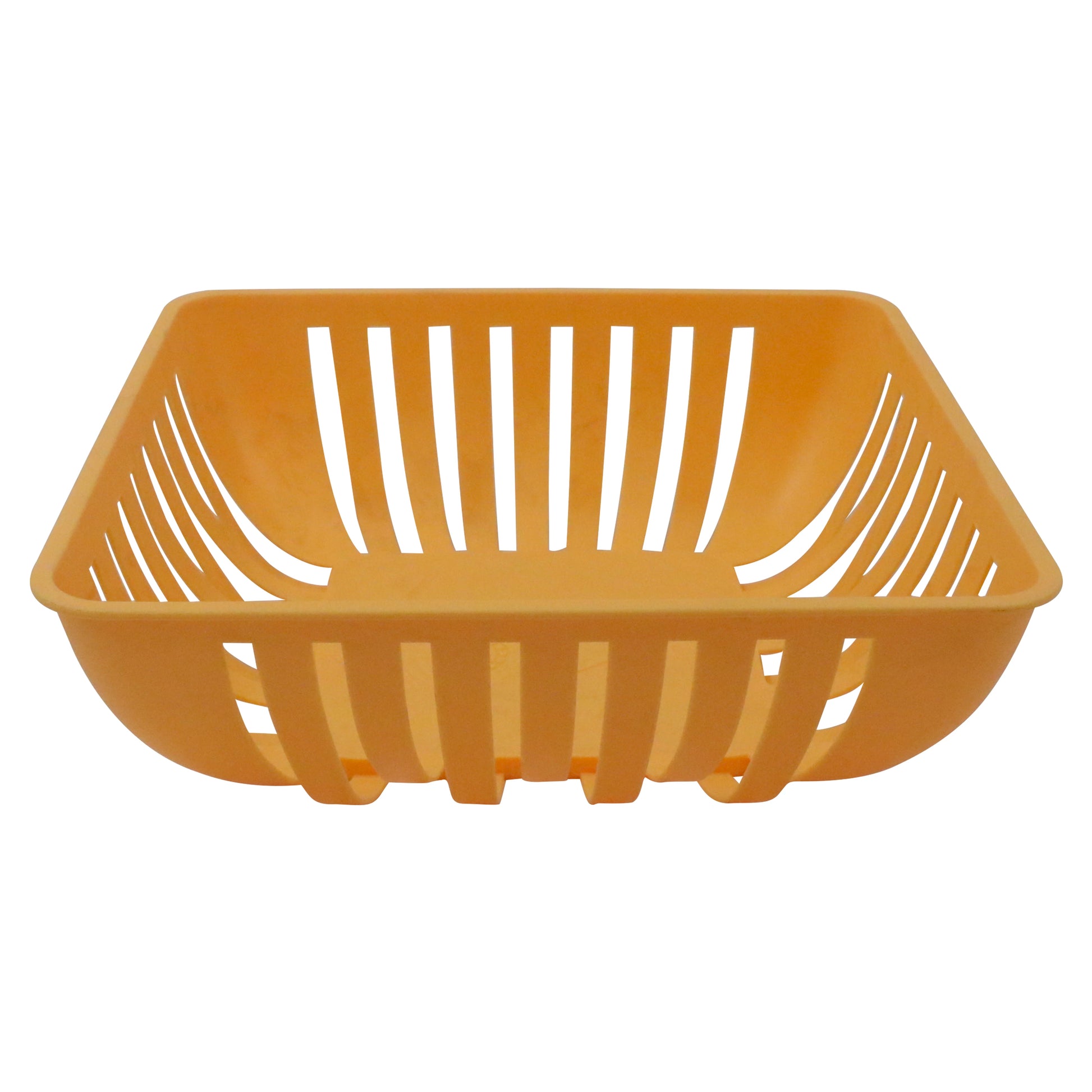 BREATHABLE PLASTIC SQUARE FRUIT STORAGE BASKET-YELLOW