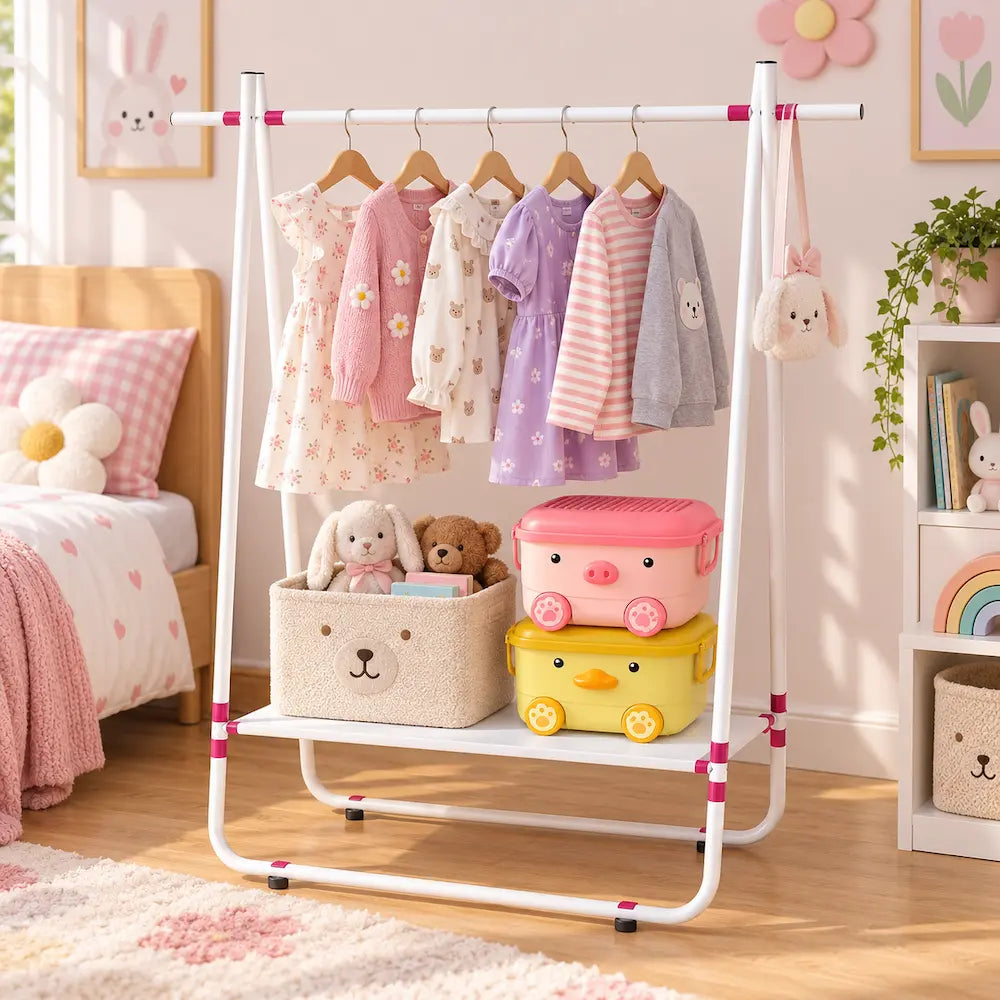 Kids Clothes Rack with Shelf
