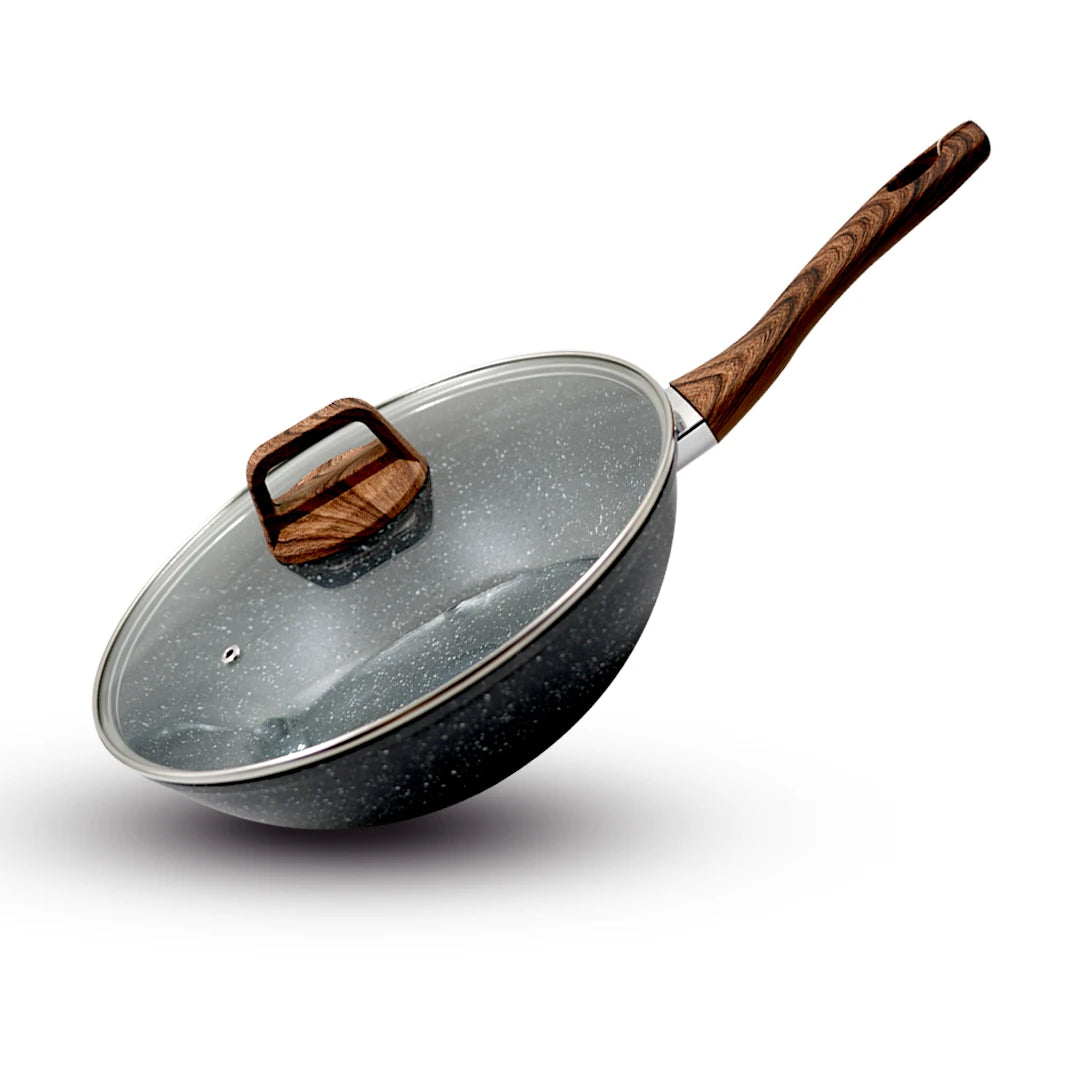 ALUMINUM NON-STICK COOKING PAN WITH GLASS LID