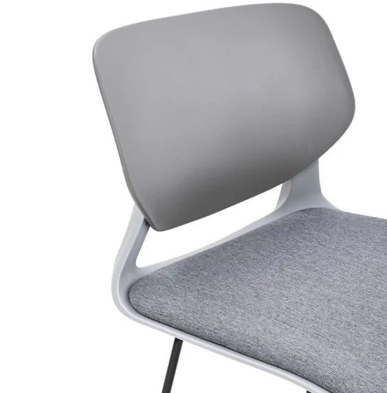 HIGH BACKREST CUSHIONED COUNTER STOOL - GREY