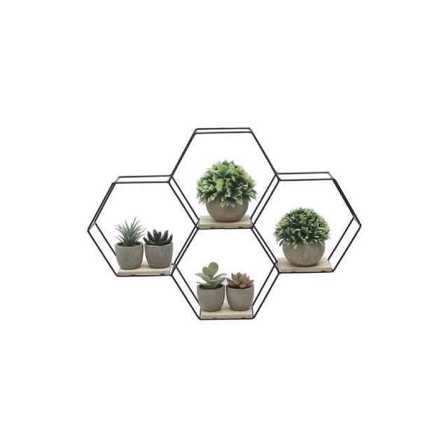 WALL SHELF HONEY COMB SHAPE BLACK