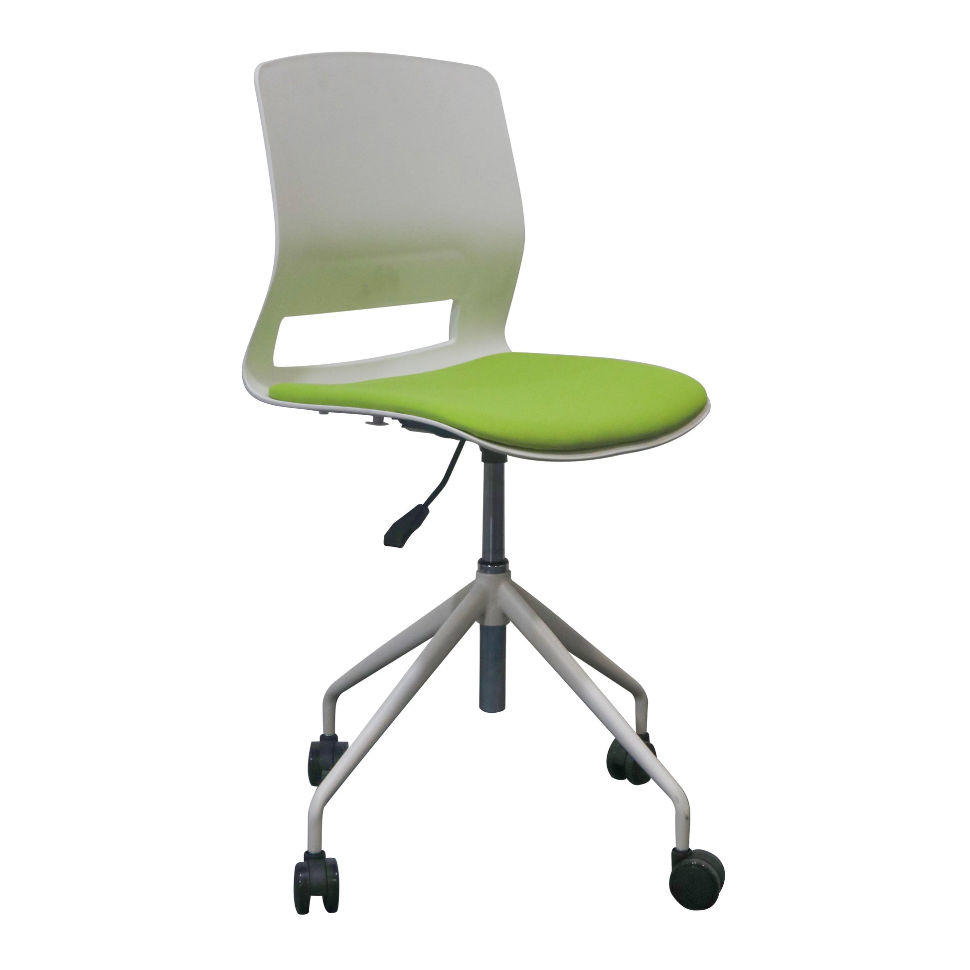 SWIVEL CHAIR WITH CUSHIONED SEAT AND FLEXIBLE BACKREST