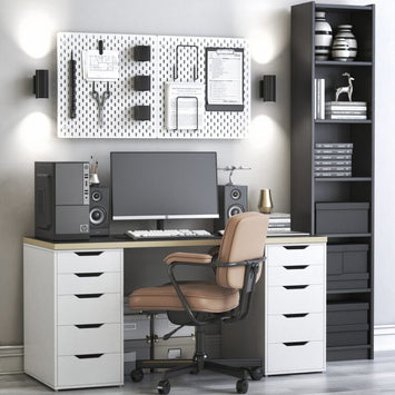 LIAM WHITE DRAWER TABLE WASHED OAK TOP