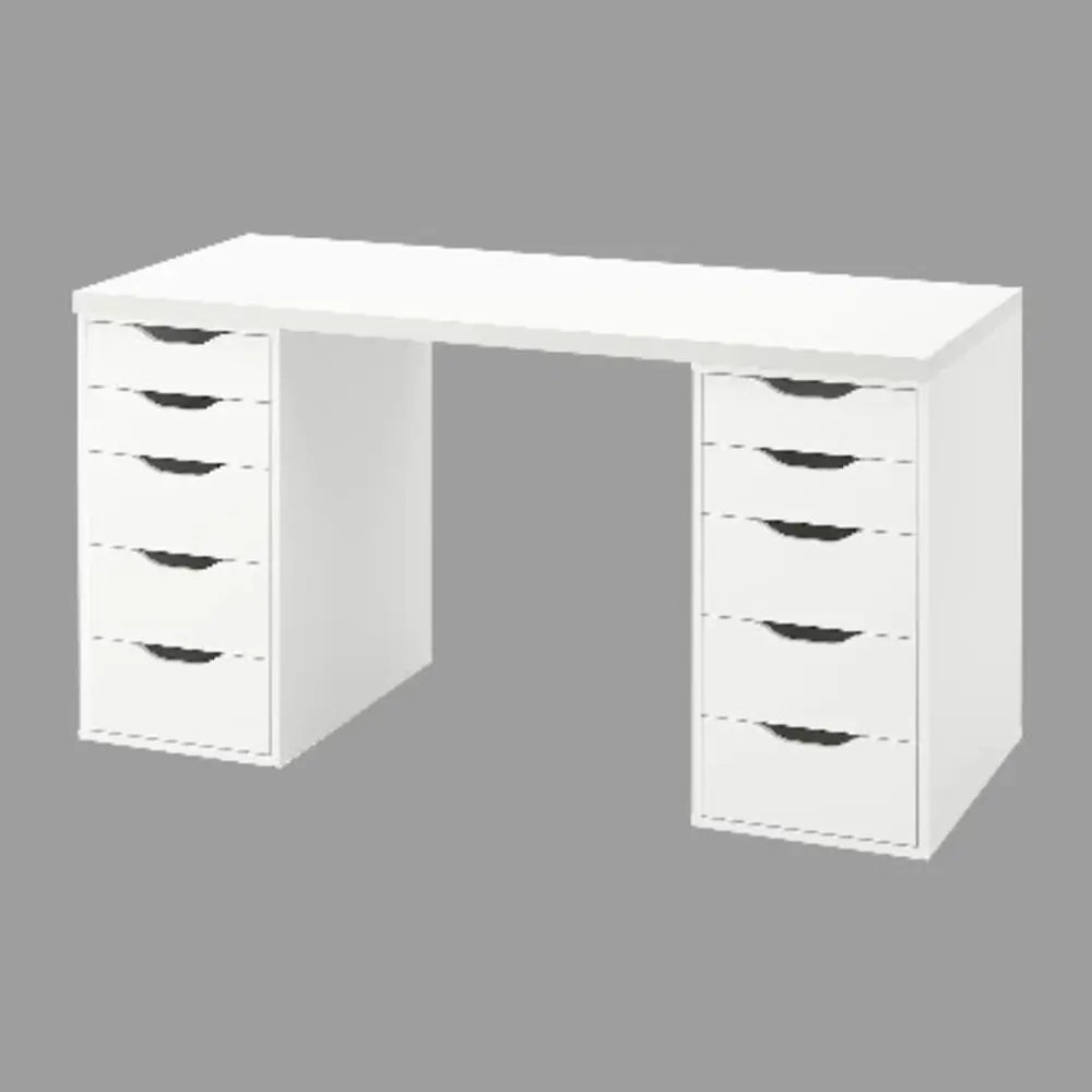 Liam White Drawer Table With White Top 5x2