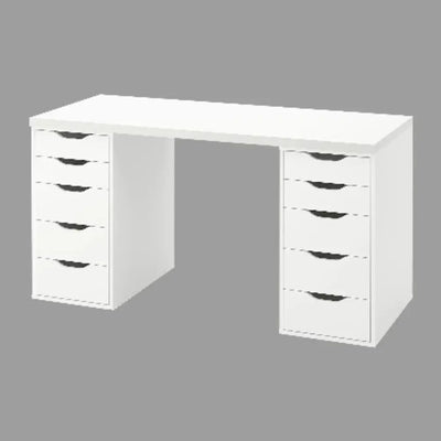 Liam White Drawer Table With White Top 5x2