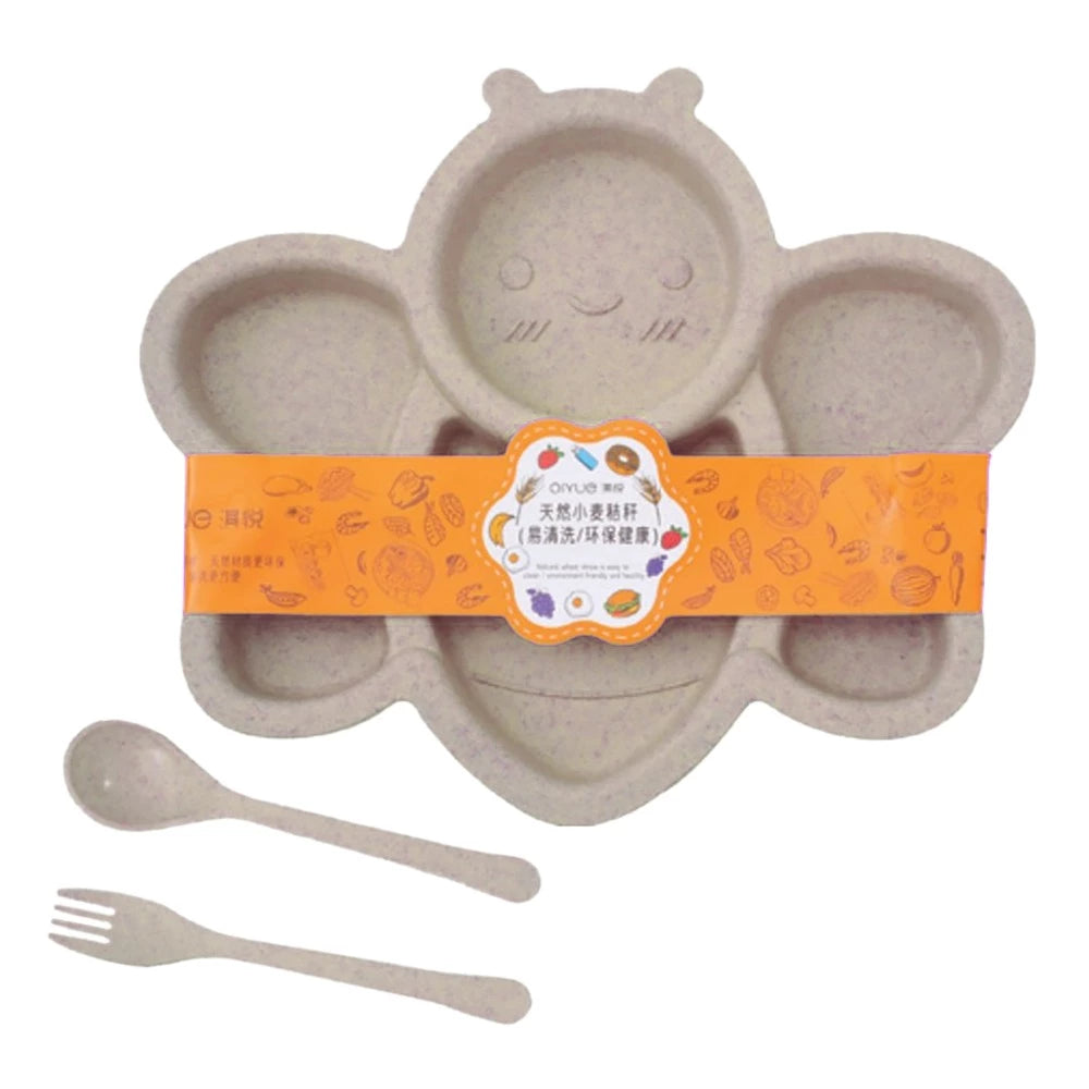 BEE BABY FOOD FEEDING TRAY WITH SPOON AND FORK