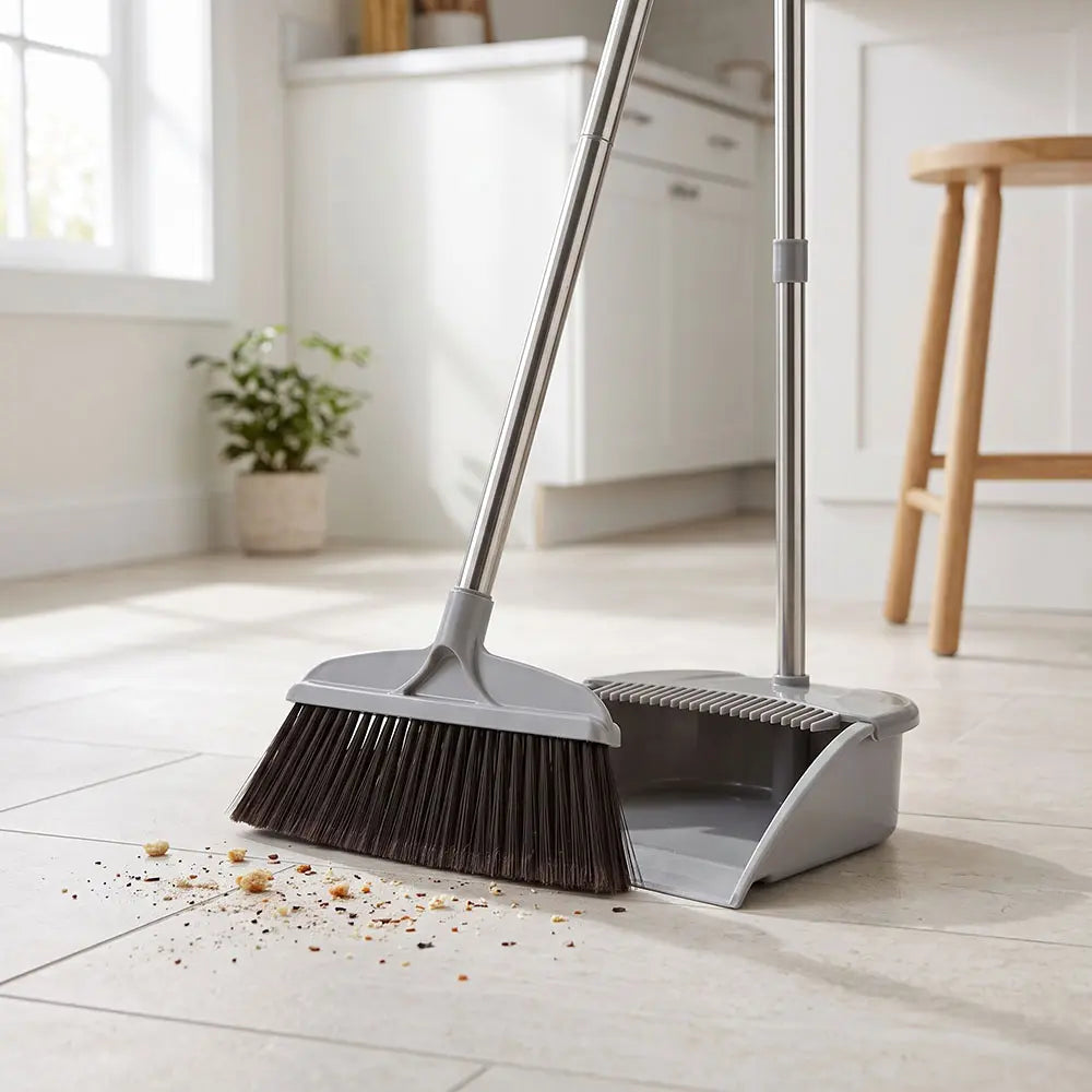 Long Handle Broom and Dustpan Set