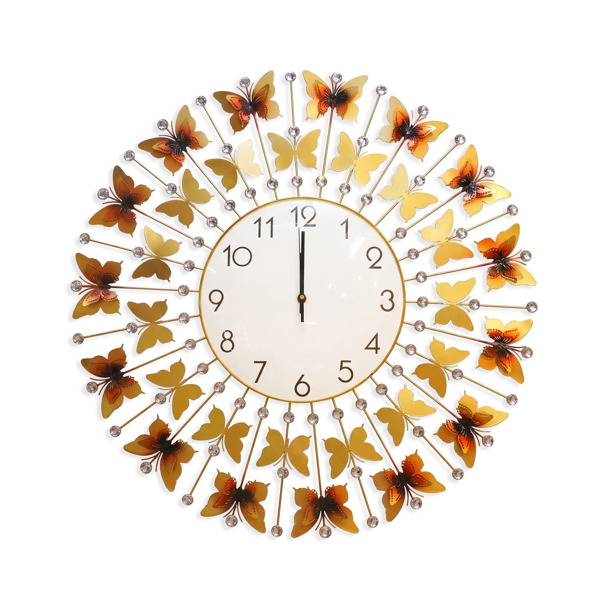 Luxury Gold Butterfly Crystal Wall Clock