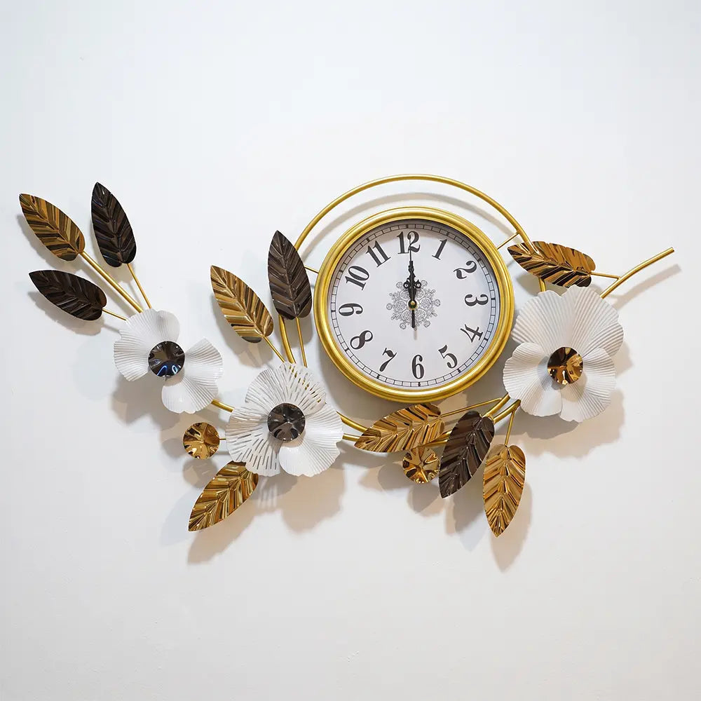 Luxury Gold Floral Leaf Decorative Wall Clock