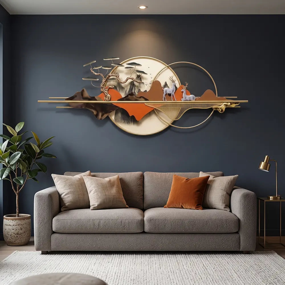 Luxury Deer Landscape Metal Wall Art