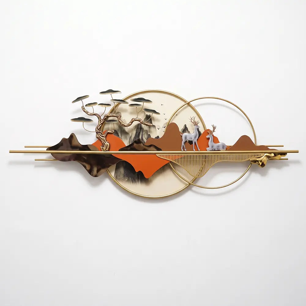 Luxury Deer Landscape Metal Wall Art