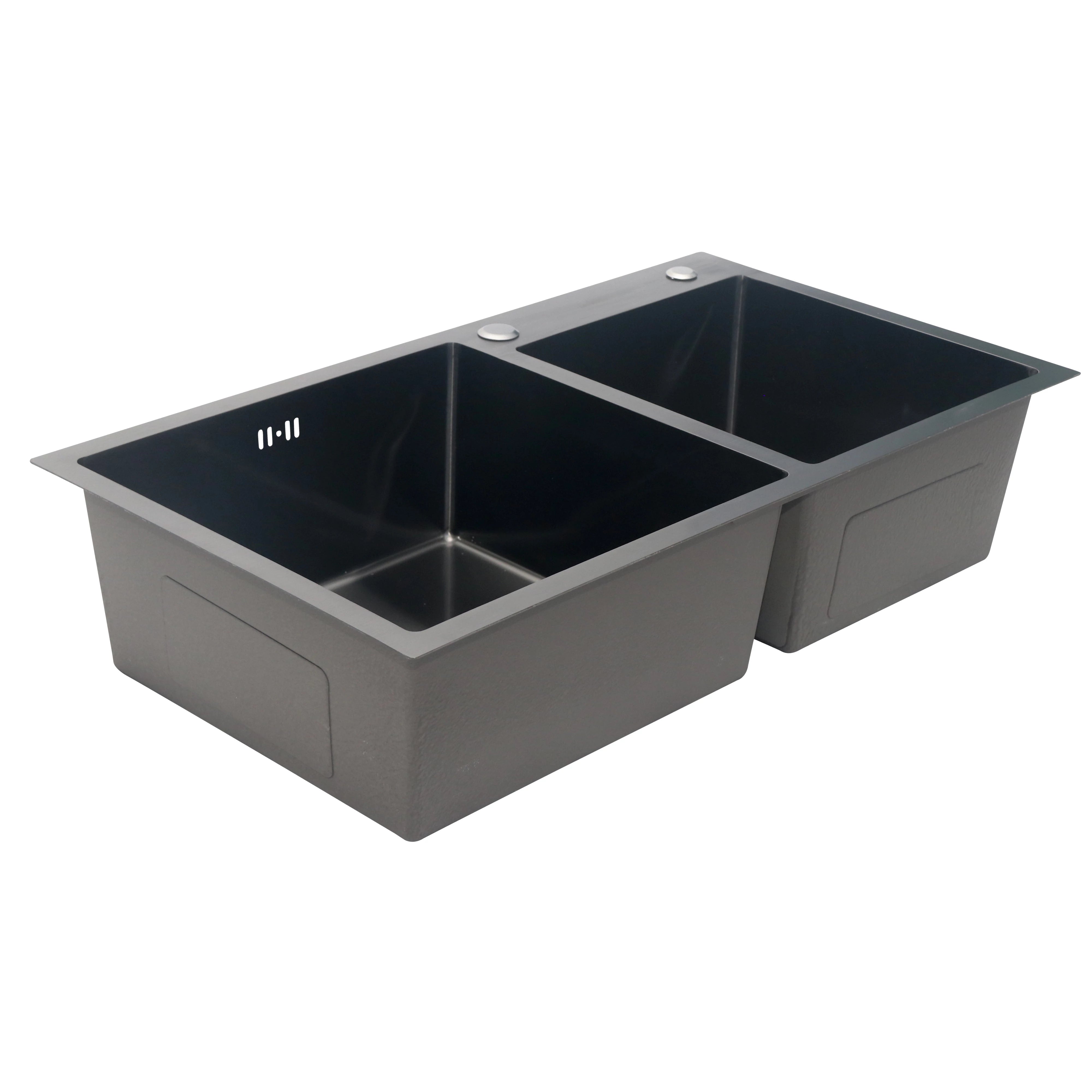 STAINLESS STEEL BLACK FINISH DOUBLE BOWL SINK