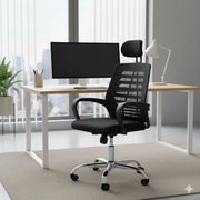 Modern High-Back Mesh Office Chair with Adjustable Headrest