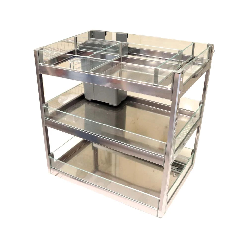 STAINLESS STEEL 3 TIER BOTTLE RACK PULL-OUT BASKET