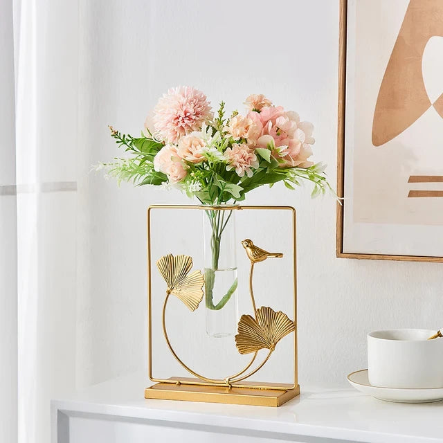 GOLD ASPIRE METAL SQUARE CENTERPIECE VASE