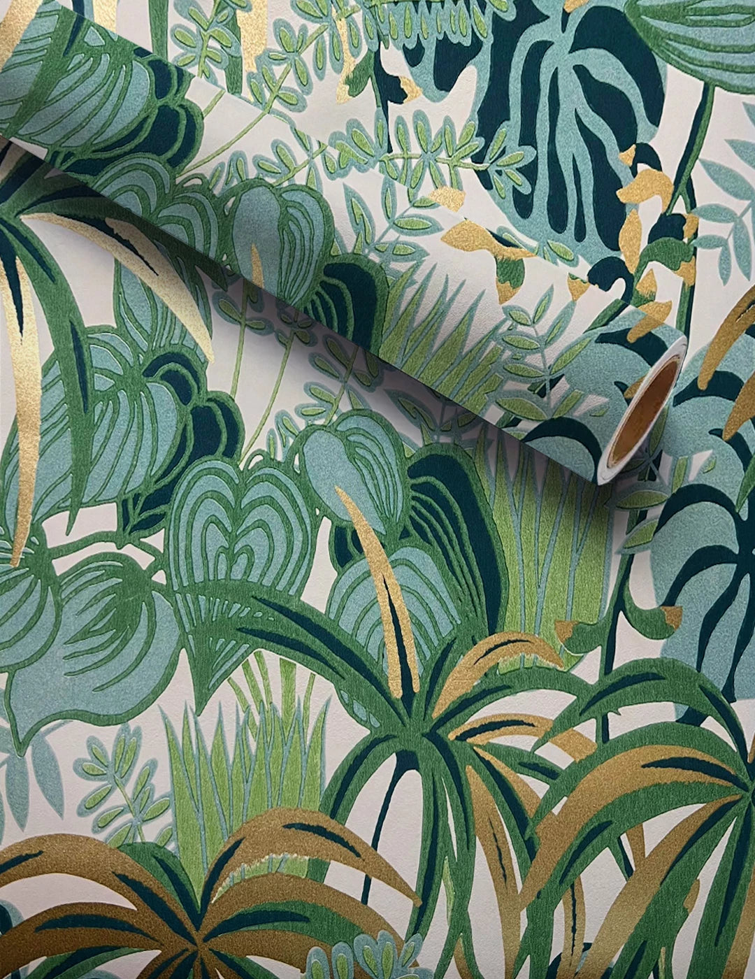 RETRO TROPICANA GREEN GOLD WALLPAPER