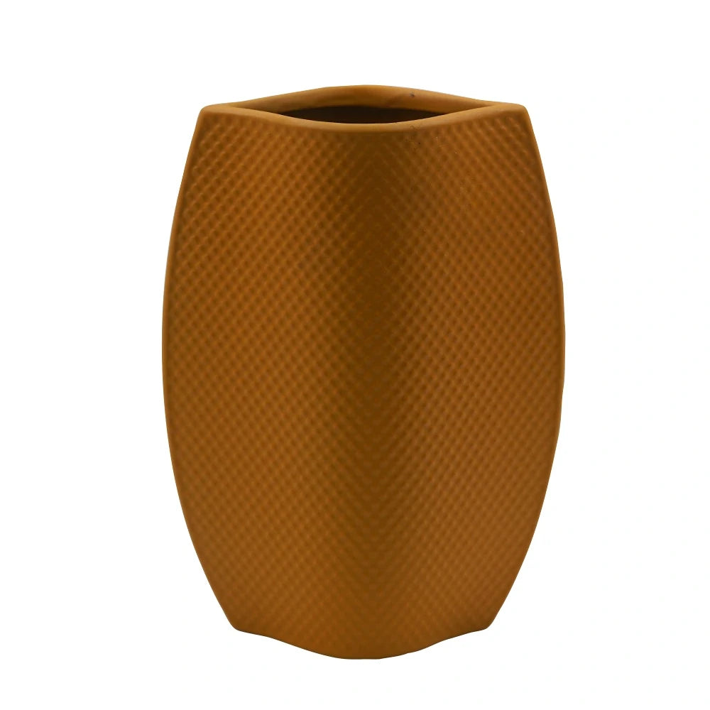 MODERN DECORATIVE VASE | TEXTURED CERAMIC FLOWER POT - GOLD