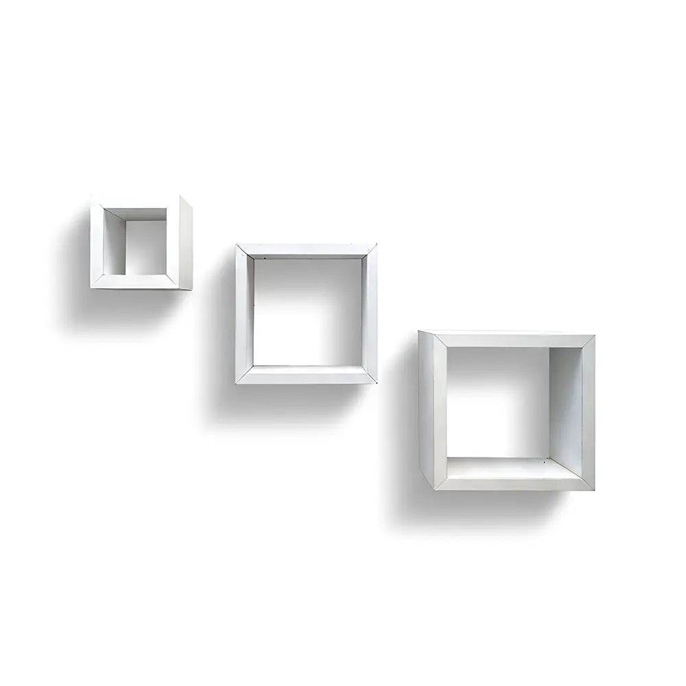 Modern White Square Floating Wall Shelves