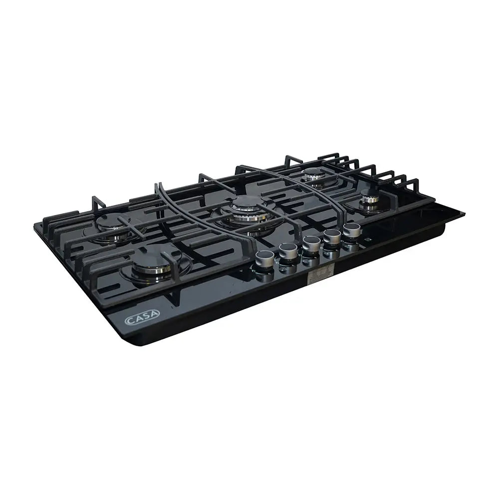 Modern Black Glass 5-Burner Gas Hob
