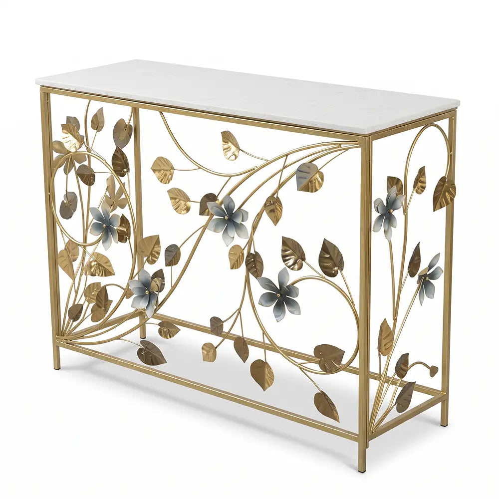 Modern Botanical Metal Console Table