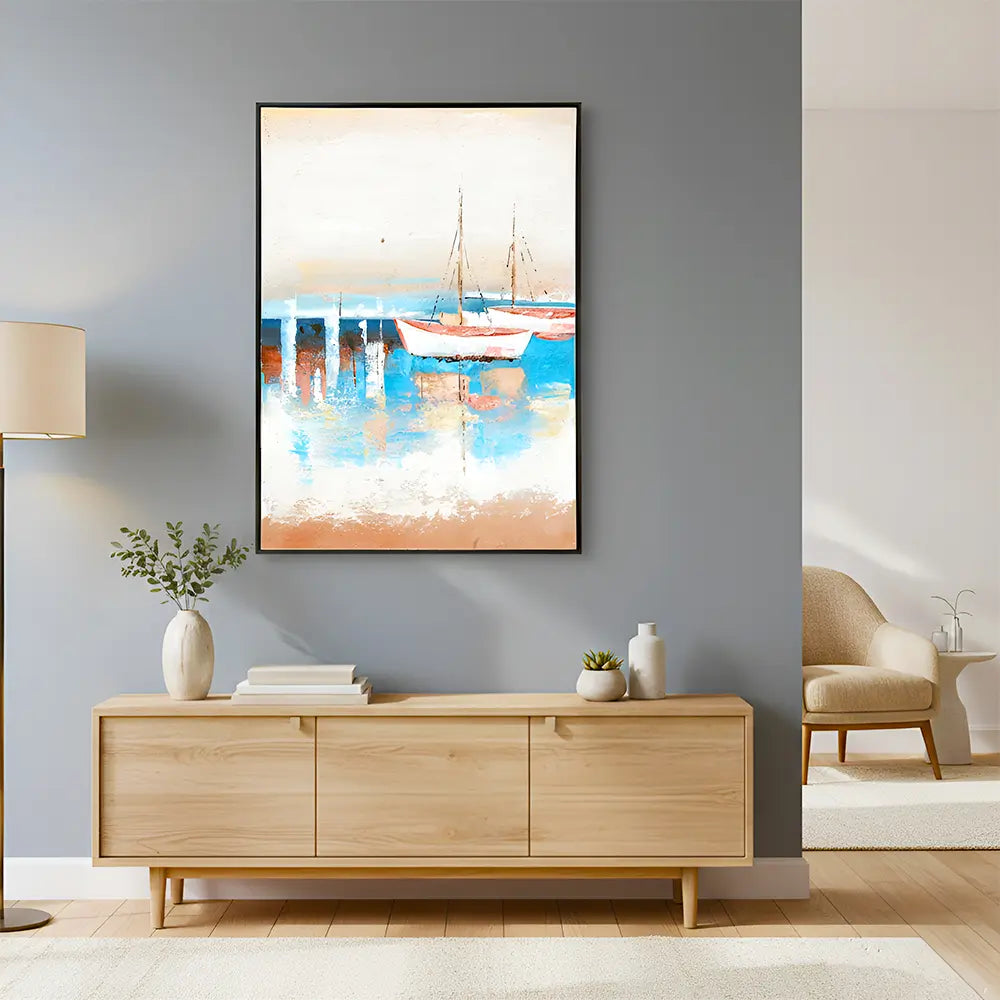 Modern Coastal Boat Painting Wall Frame