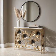 Modern Floral Metal Console Table