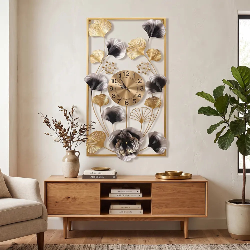 Modern Gold Ginkgo Decorative Wall Clock