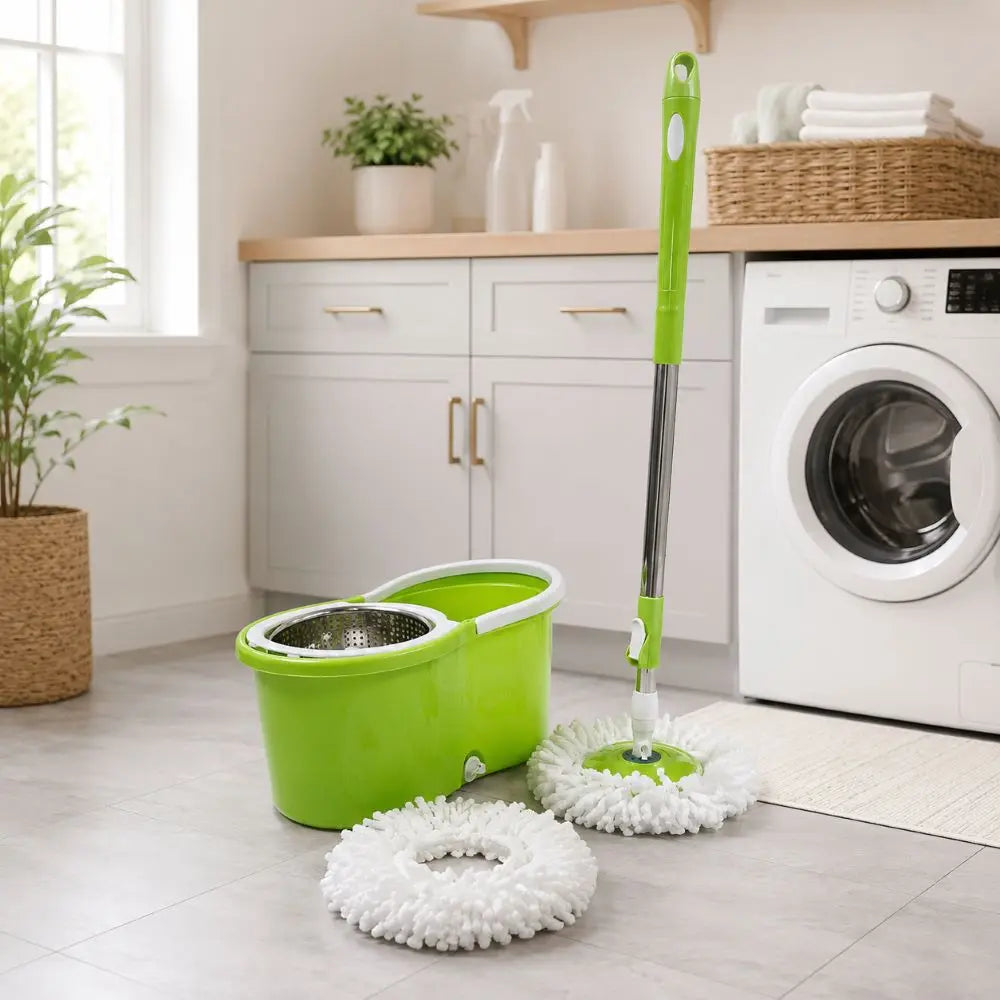 Modern Green 360° Spin Mop and Bucket Set for Floor Cleaning