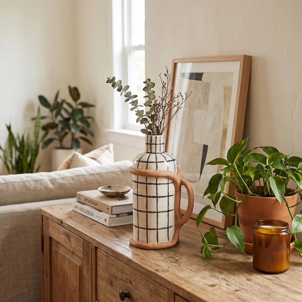 Modern Grid Pattern Decorative Vase