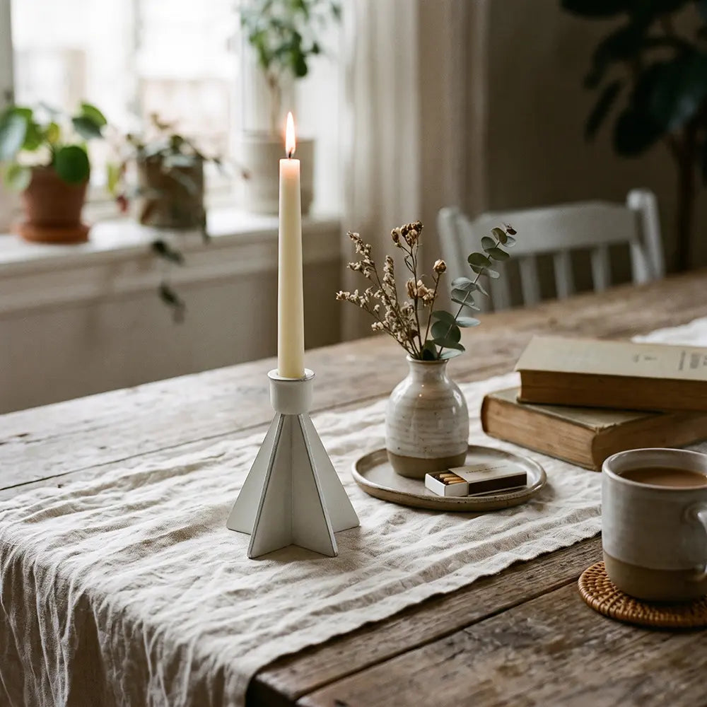 Modern Sculptural Metal Candle Holder