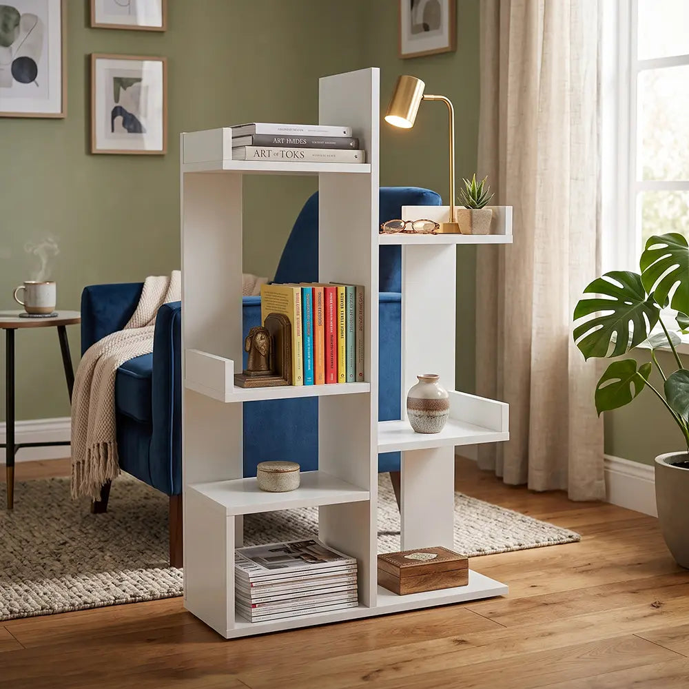 Modern Stylish White Open Bookshelf