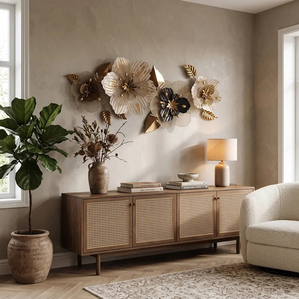 Modern 3D Floral Metal Wall Art