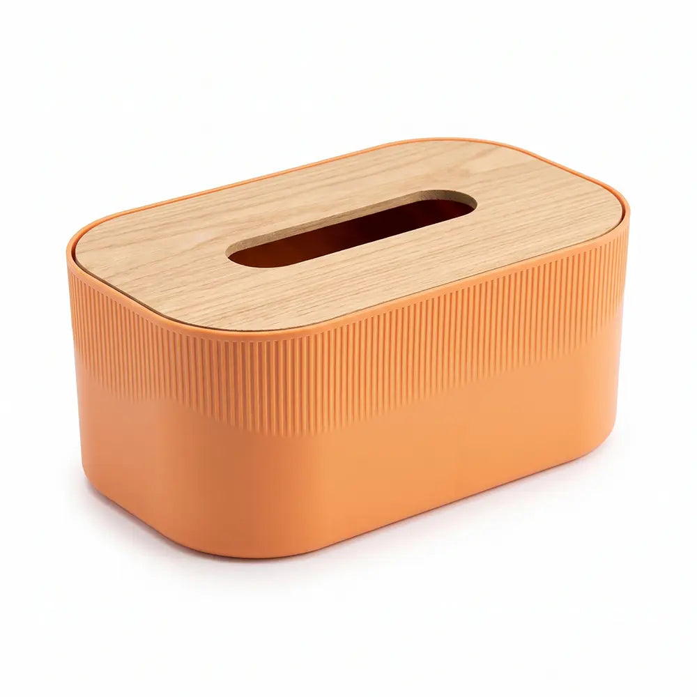 Modern Ribbed Tissue Box Holder with Lid