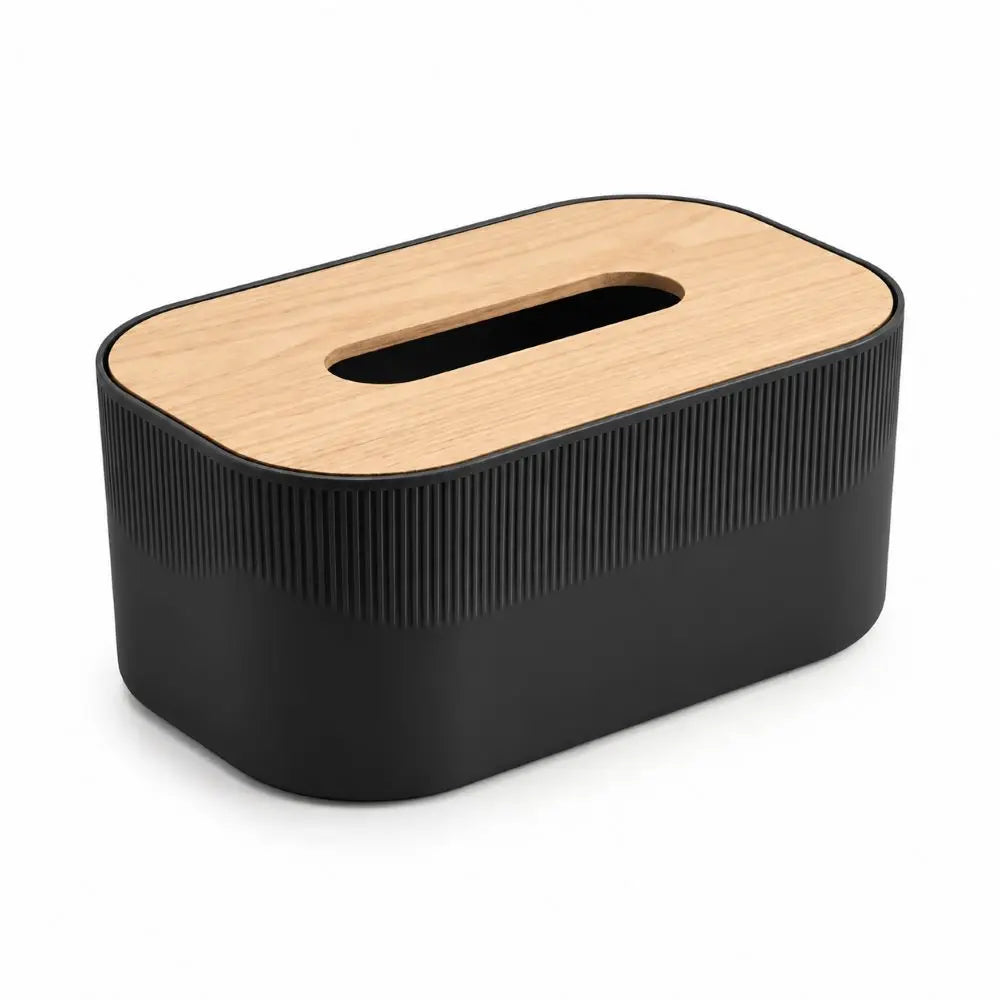 Modern Ribbed Tissue Box Holder with Lid