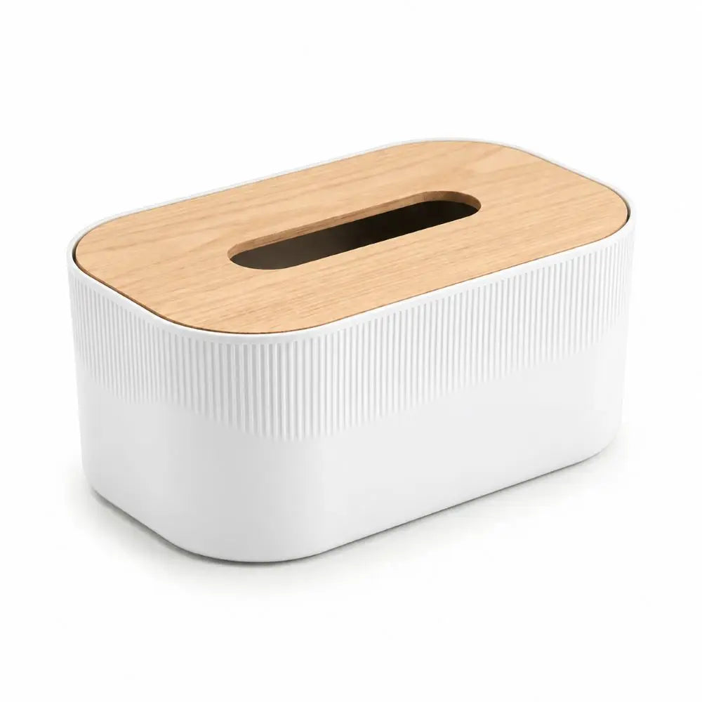 Modern Ribbed Tissue Box Holder with Lid