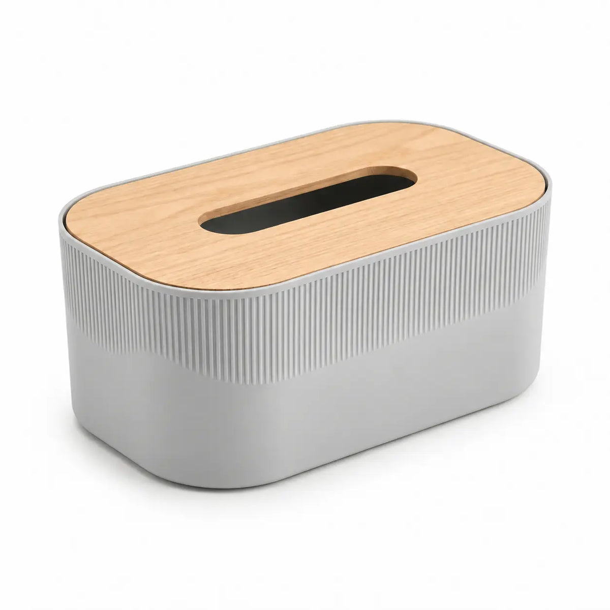 Modern Ribbed Tissue Box Holder with Lid