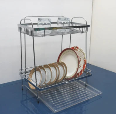 DUAL-LAYER DISH HOLDER WITH DRAIN TRAY