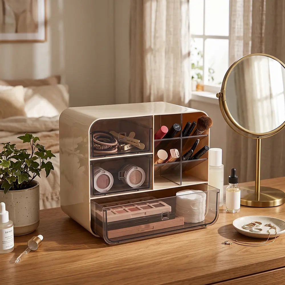 Multi-Compartment Cosmetic Storage Organizer