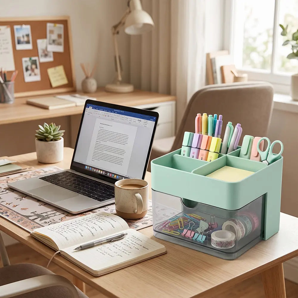 Multi-Compartment Desk Organizer with Drawer