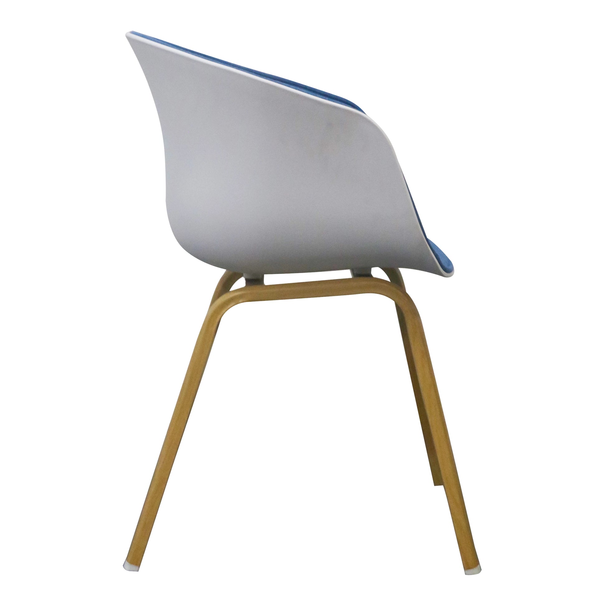 CURVED DESIGN BLUE CUSHION DINING CHAIR
