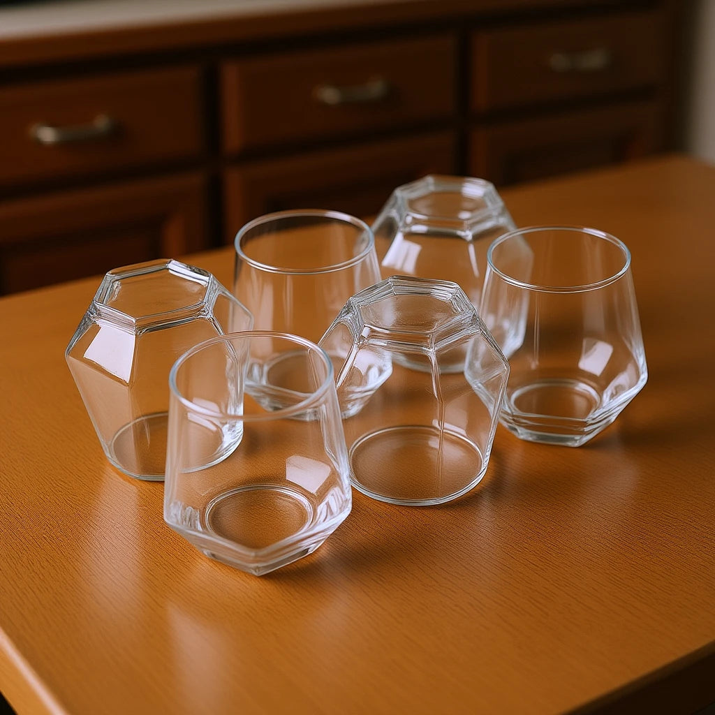 Modern Hexagonal Glass Drinkware Set
