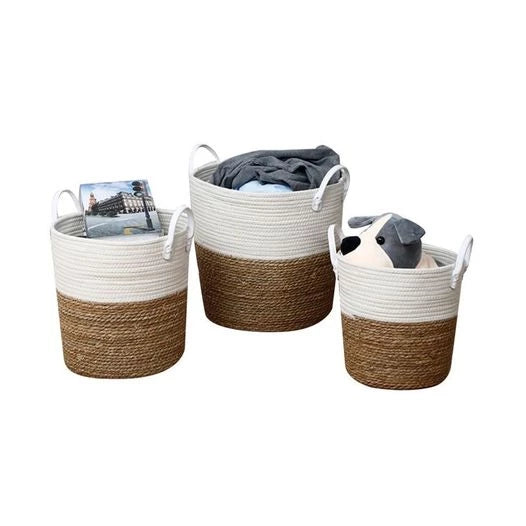 WOVEN COTTON ROPE INDOOR PLANT HOLDERS - 3 SETS