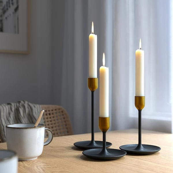 MODERN BLACK AND GOLD CANDLE HOLDER SET
