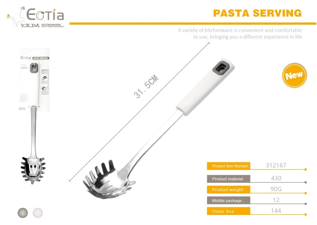 ERGONOMIC STAINLESS STEEL PASTA SERVER – PERFECT FOR SPAGHETTI & NOODLES