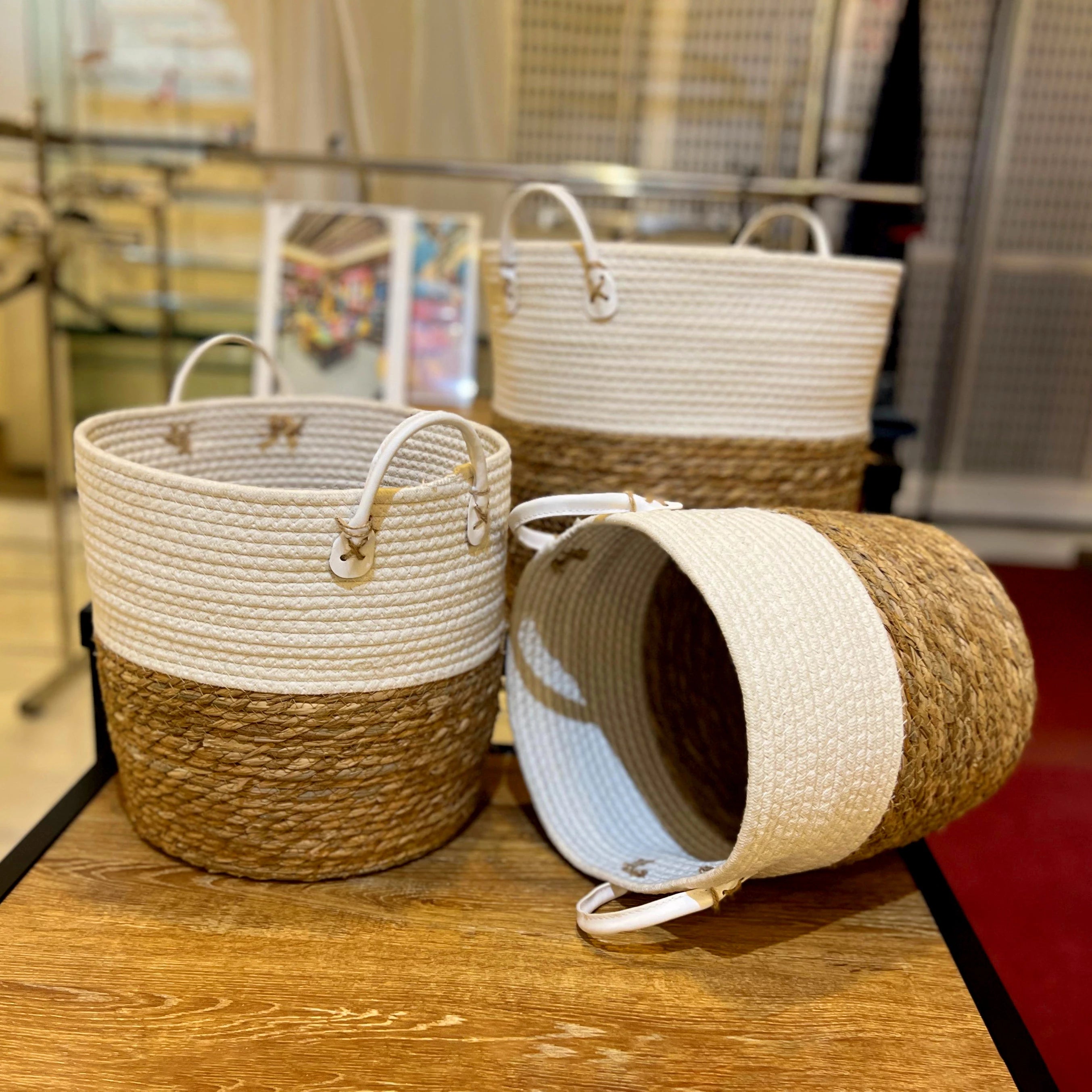 WOVEN COTTON ROPE INDOOR PLANT HOLDERS - 3 SETS