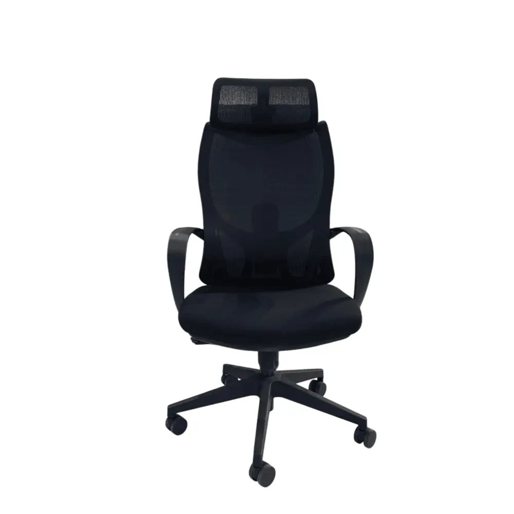 LuxePro Executive Swivel Office Chair with Lumbar Support and Headrest