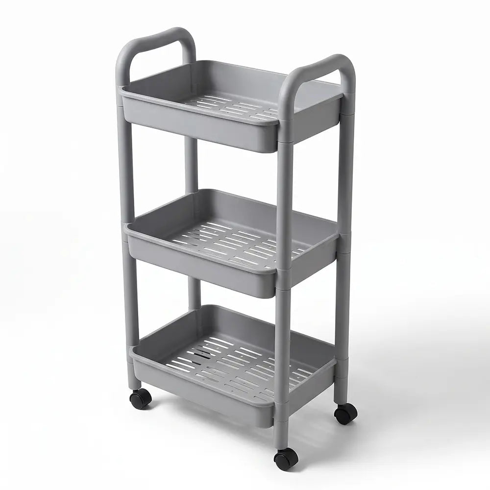 Plastic 3-Tier Storage Trolley with Wheels