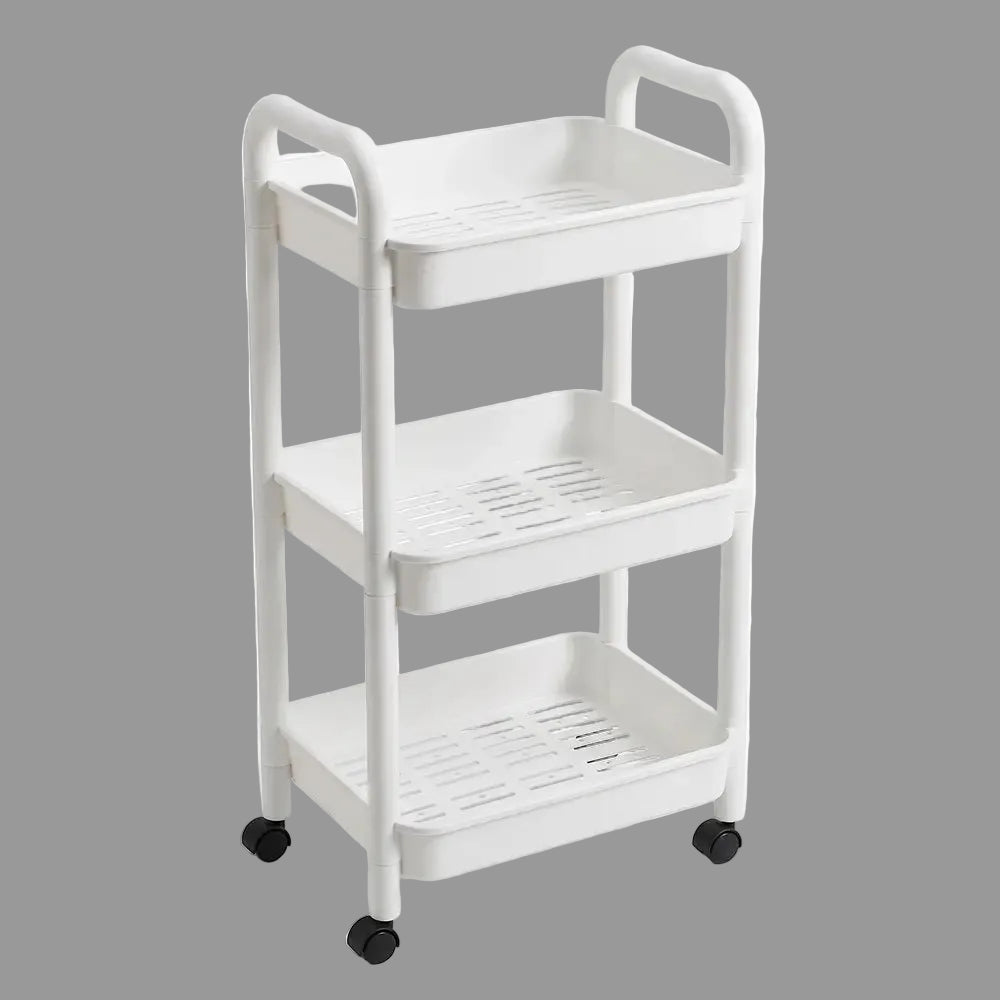 Plastic 3-Tier Storage Trolley with Wheels