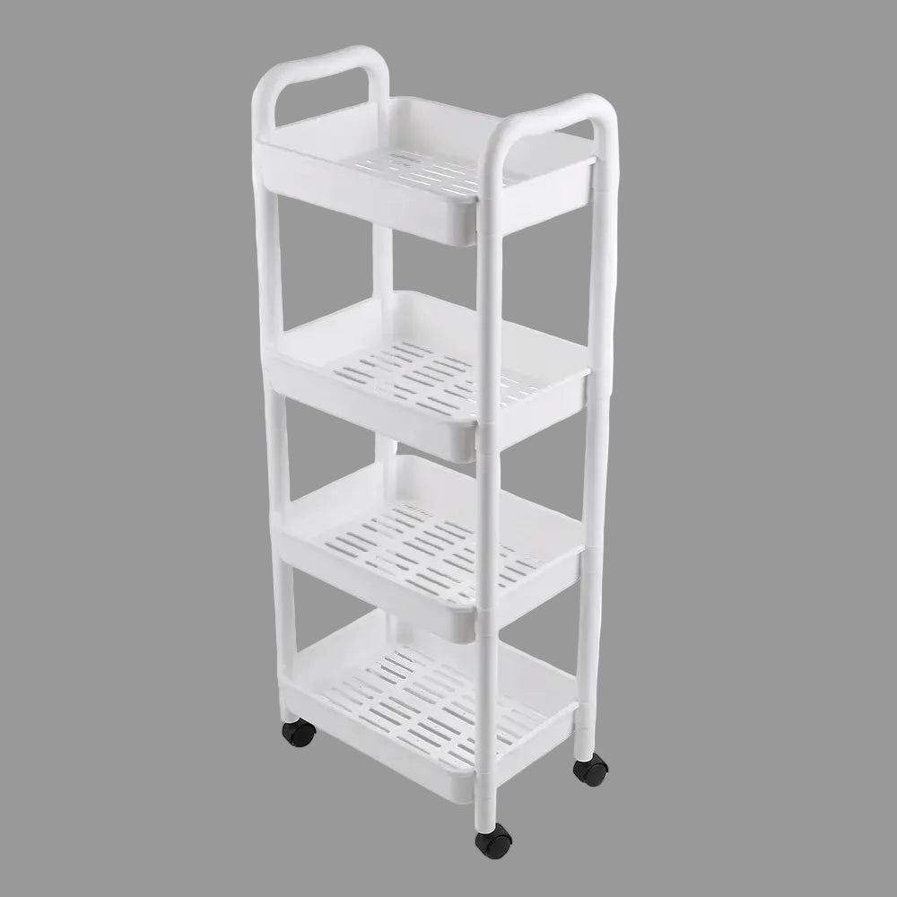 Plastic 4-Tier Storage Trolley with Wheels