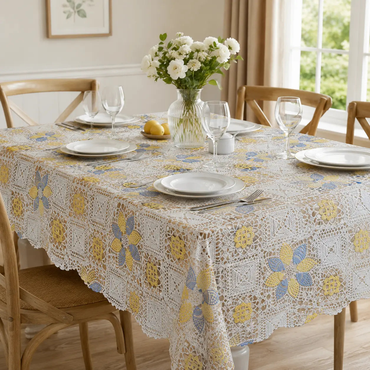 Printed Lace Design Dining Tablecloth